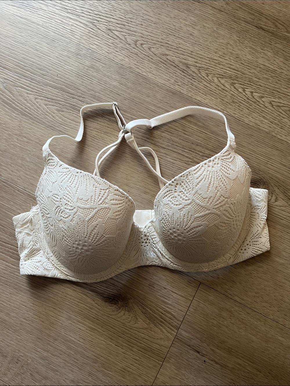 aerie "Sunnie Demi" racerback Women’s Lace T-Shirt Bra - Cream